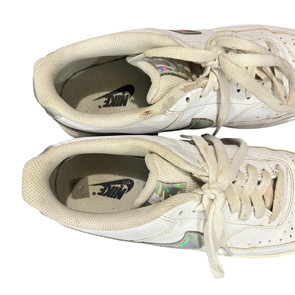 Nike Court Vision Low White Iridescent Holographic Logo Athletic Sneakers 8.5 - Picture 3 of 5